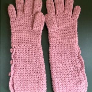 Chic Pink Crochet Gloves